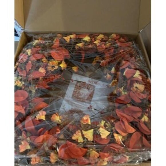 New Fall Wreath 24’’ Autumn Front Door Wreath Harvest Wreath Daisy Wreath - Picture 2 of 2